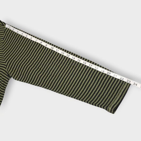 Habitat Artsy Asymmetric Cowlneck Tunic Top Green Black Stripe Sz XL Lagenlook - Picture 12 of 14